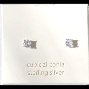 NEW .925 SS Cubic Zirconia Pierce Earrings